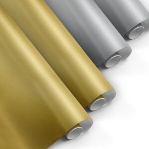 Pack 4 Rollos Papel de Regalo Oro y Plata 0,5 x 3m Resistente Embalaje Regalos Tiendas Comercios Cumpleaños Baby Shower Bodas Decoración - FP Fiesta Paper