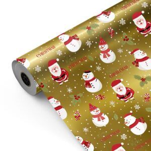 Rollo de Papel Regalo Muñecos de Nieve 62cm x 80m Bobina Grande Resistente - Regalos Festivos Tiendas Comercios - FP Fiesta Paper